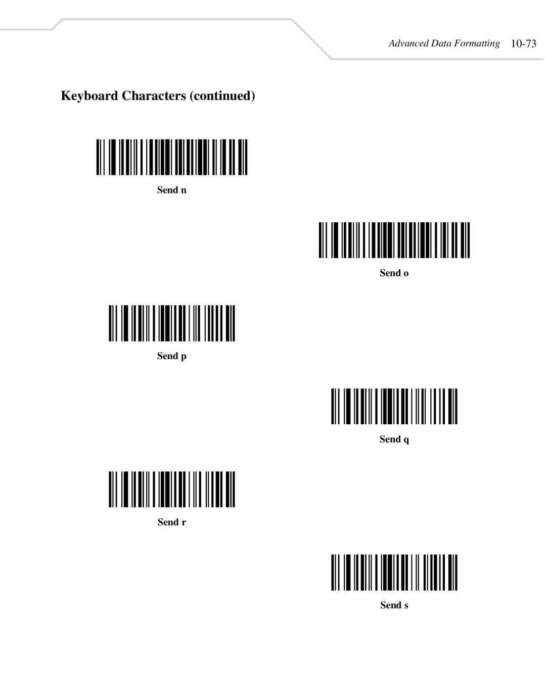 Wasp Bar Code WLS 8400 FZ, WLS 8400 ER manual Send n Send o Send p Send q Send r Send s 