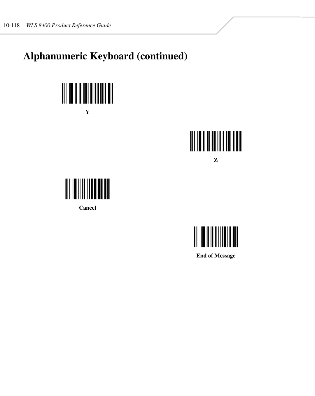 Wasp Bar Code WLS 8400 ER, WLS 8400 FZ manual Cancel End of Message 