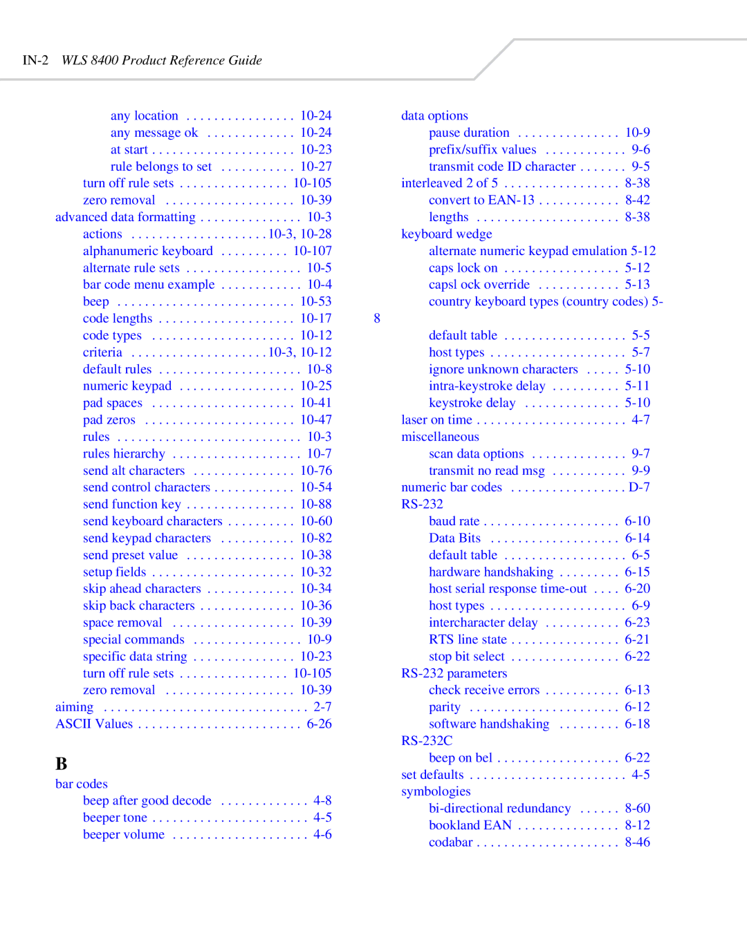 Wasp Bar Code WLS 8400 ER, WLS 8400 FZ manual IN-2WLS 8400 Product Reference Guide 