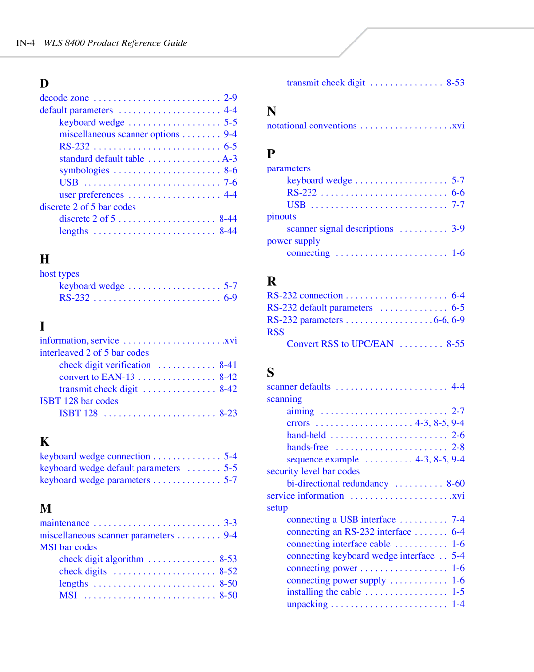 Wasp Bar Code WLS 8400 ER, WLS 8400 FZ manual IN-4WLS 8400 Product Reference Guide 