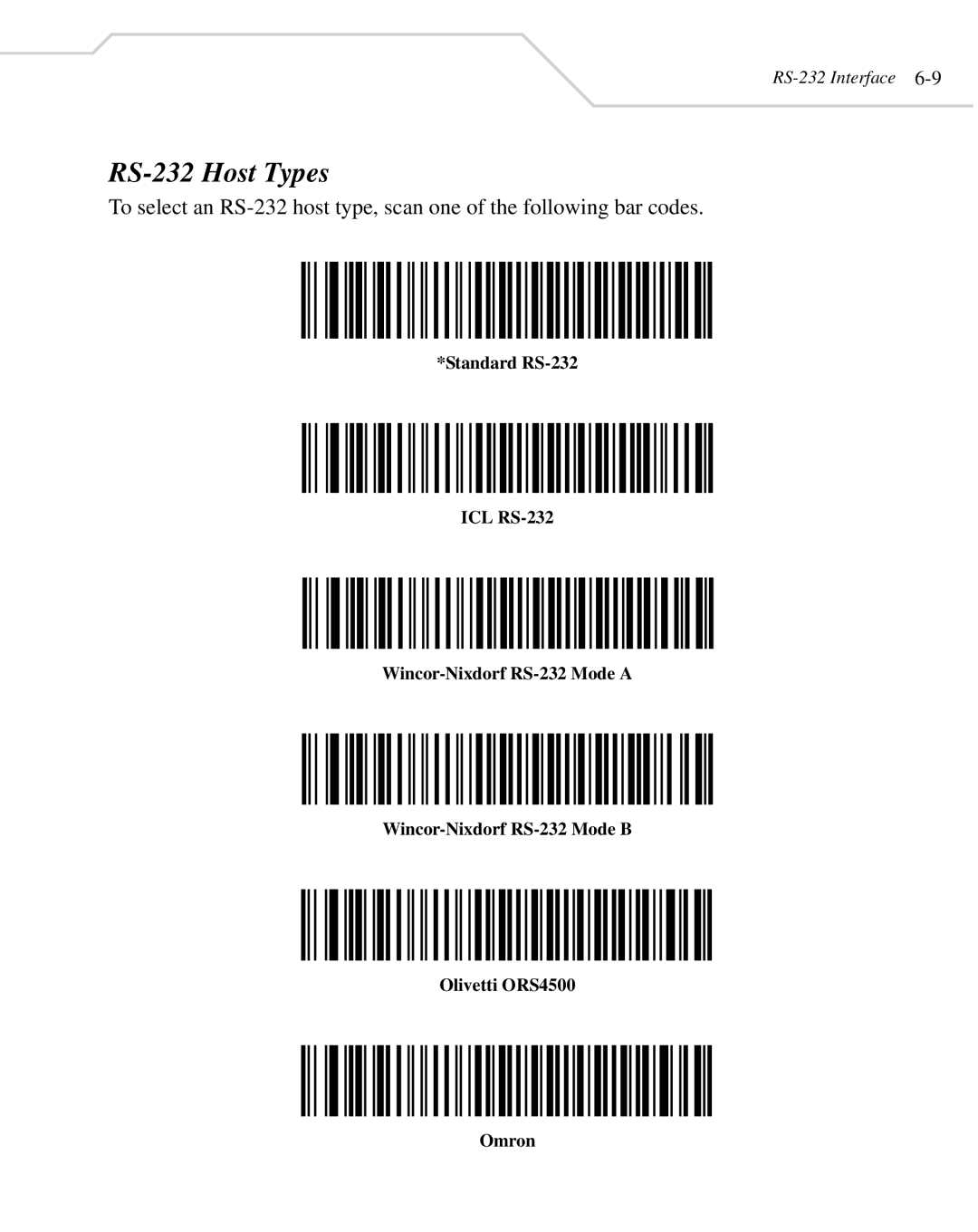 Wasp Bar Code WLS 8400 FZ, WLS 8400 ER manual RS-232 Host Types 