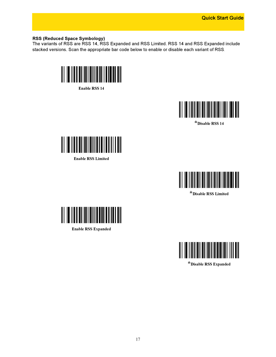 Wasp Bar Code WLS 9500 quick start RSS Reduced Space Symbology 