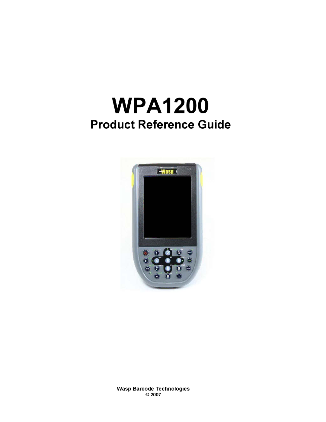 Wasp Bar Code WPA1200 manual Wasp Barcode Technologies 