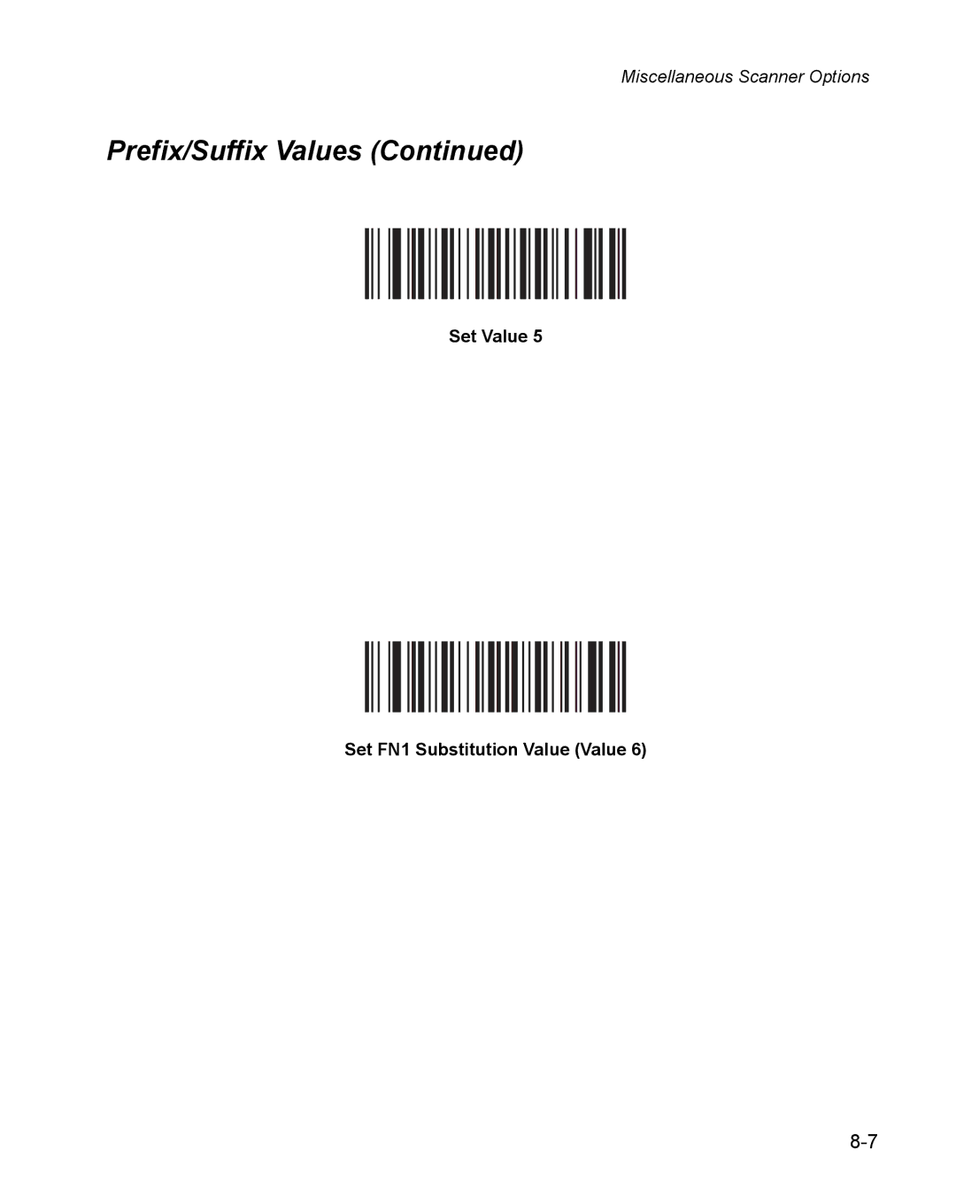 Wasp Bar Code WPS100 manual Set Value Set FN1 Substitution Value Value 