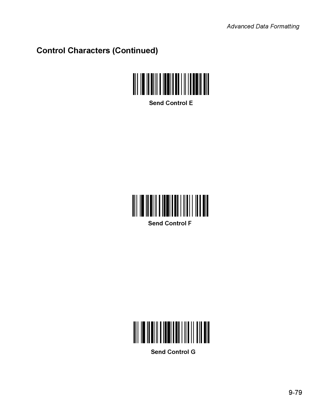 Wasp Bar Code WPS100 manual Send Control E Send Control F Send Control G 