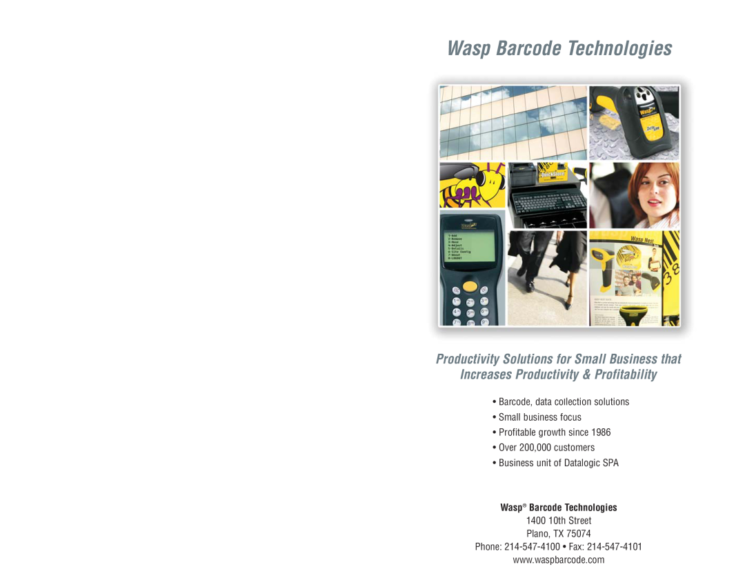 Wasp Bar Code WWR2900 manual Wasp Barcode Technologies, Productivity Solutions for Small Business that 