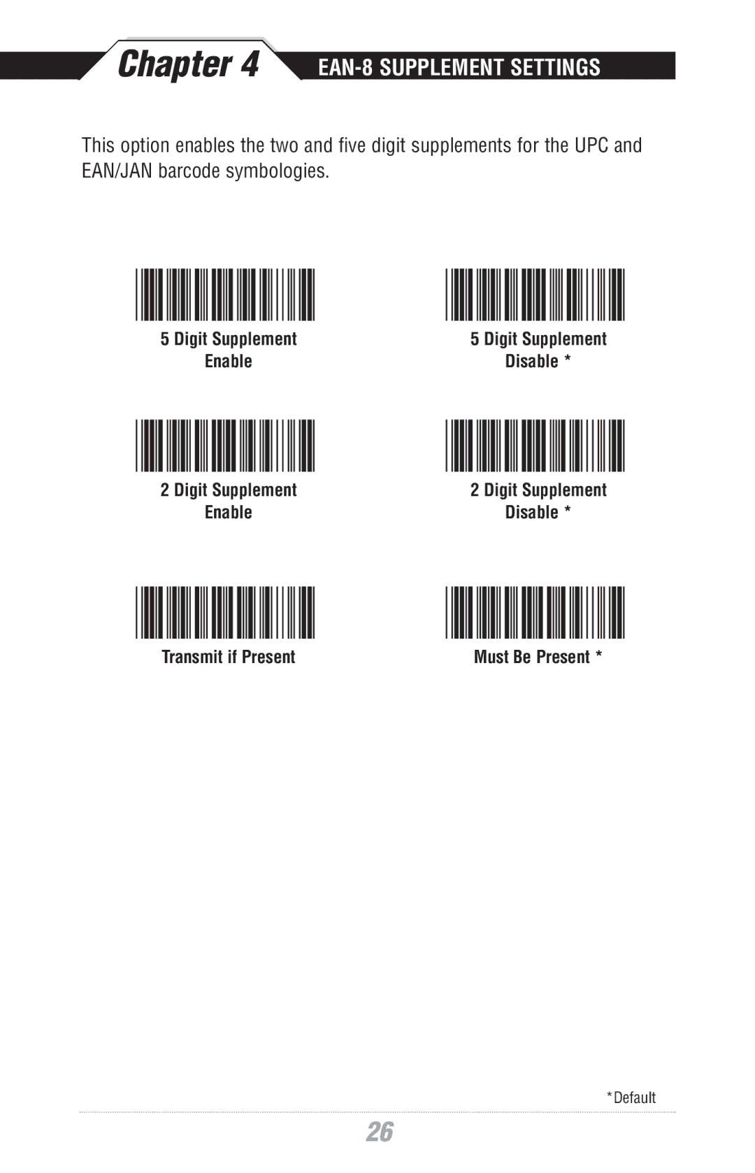 Wasp Bar Code WWS500 manual EAN-8 Supplement Settings 