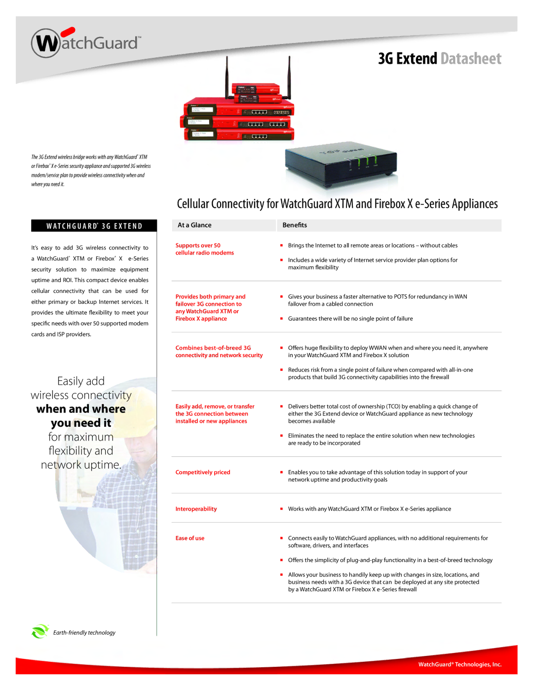 WatchGuard Technologies 3G Extend manual At a Glance Benets 