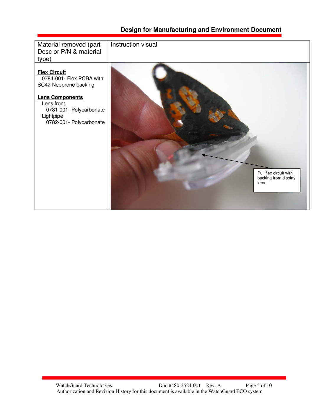 WatchGuard Technologies 480-2524-001 manual Flex Circuit 