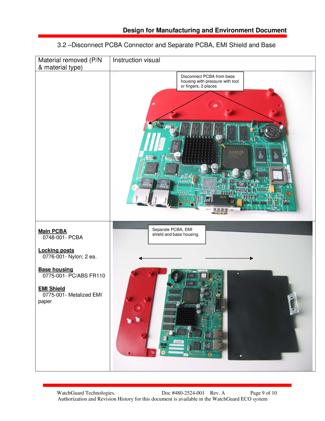 WatchGuard Technologies 480-2524-001 manual Main Pcba 