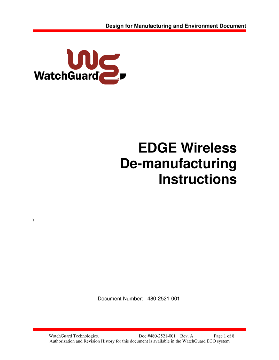 WatchGuard Technologies Firebox X5W manual Edge Wireless De-manufacturing Instructions 