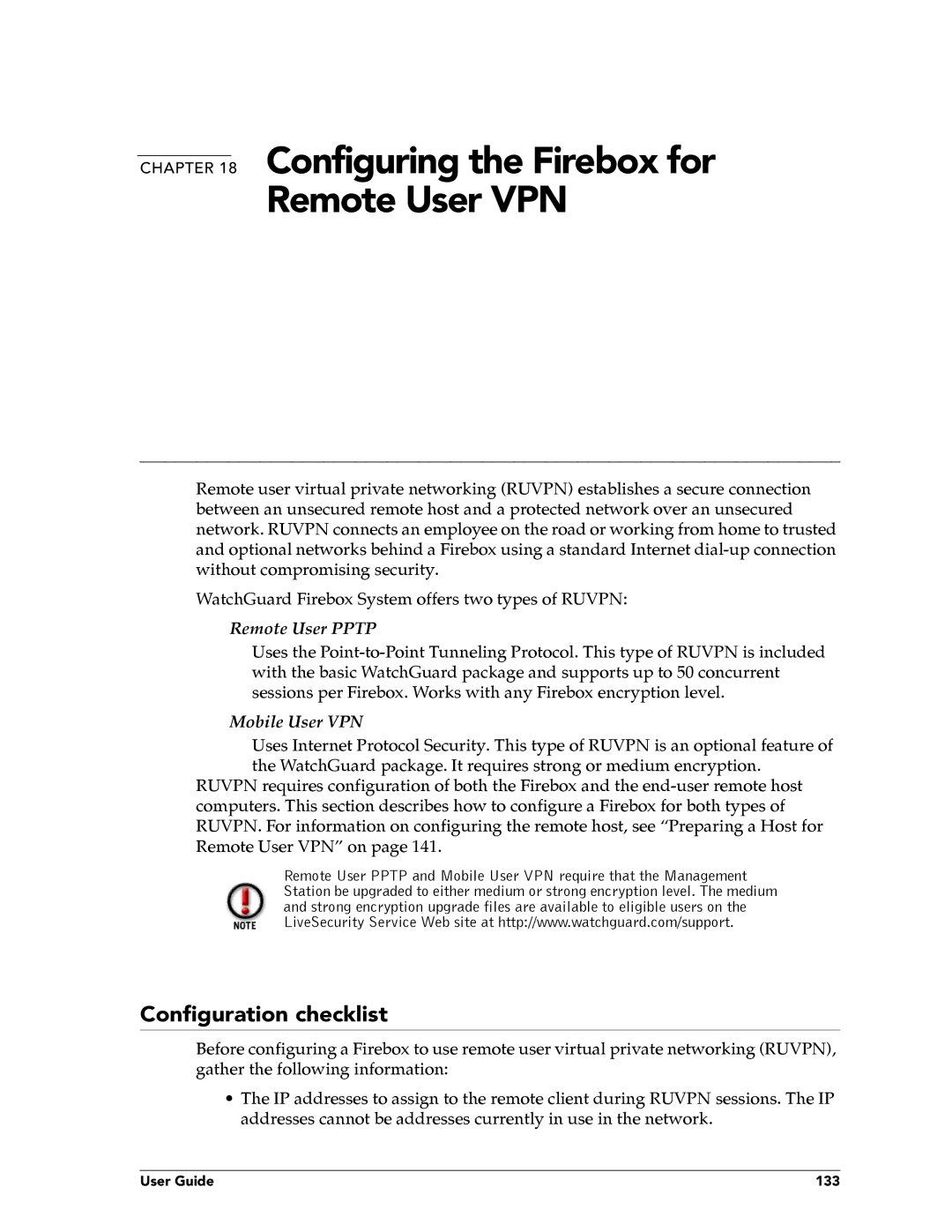 WatchGuard Technologies FireboxTM System 4.6 manual Configuring the Firebox for Remote User VPN, Remote User Pptp 