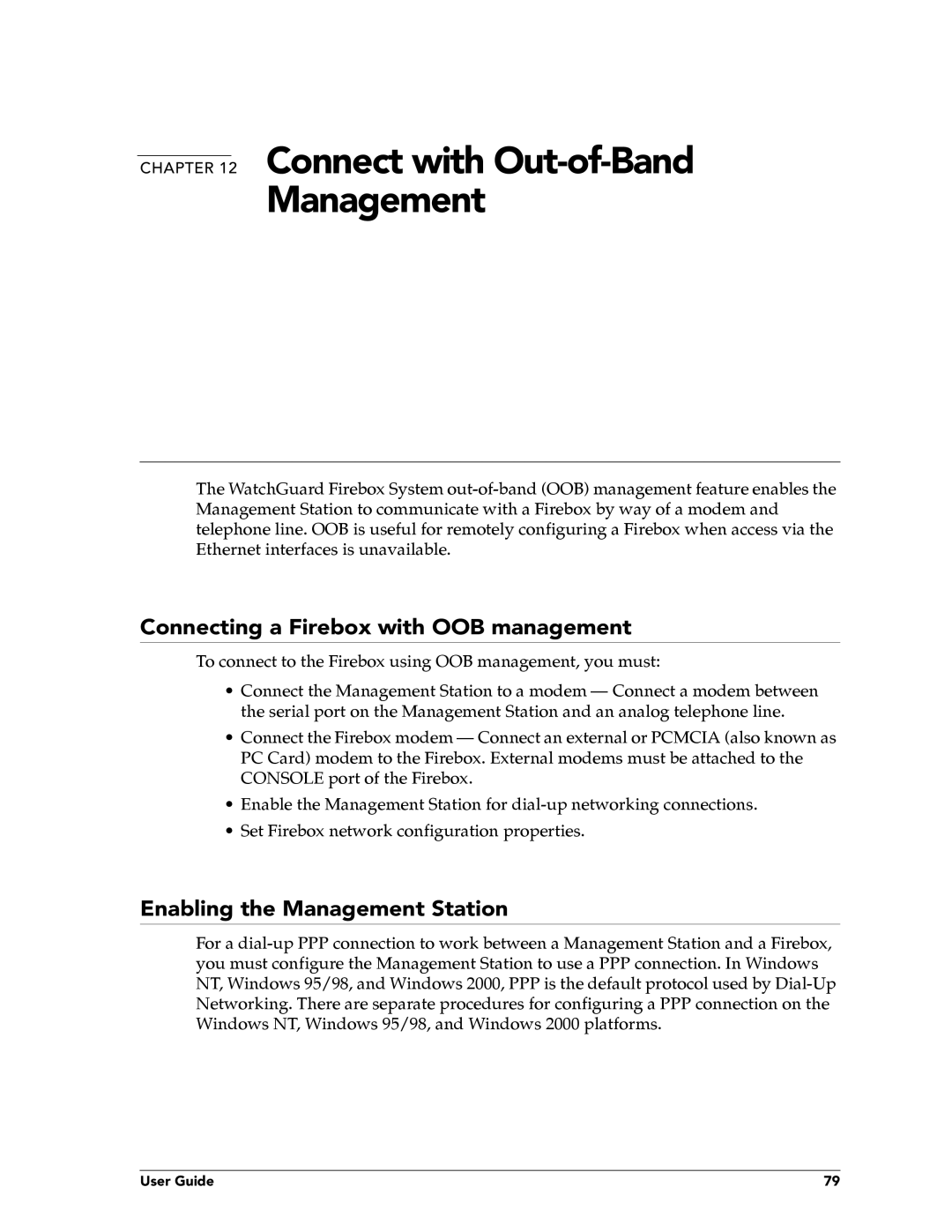 WatchGuard Technologies FireboxTM System 4.6 Connect with Out-of-Band Management, Connecting a Firebox with OOB management 