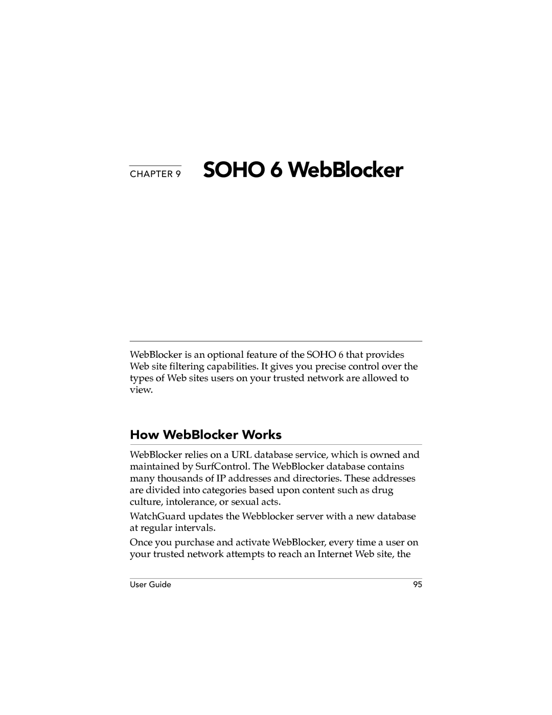 WatchGuard Technologies SOHO 6.1 manual Soho 6 WebBlocker, How WebBlocker Works 