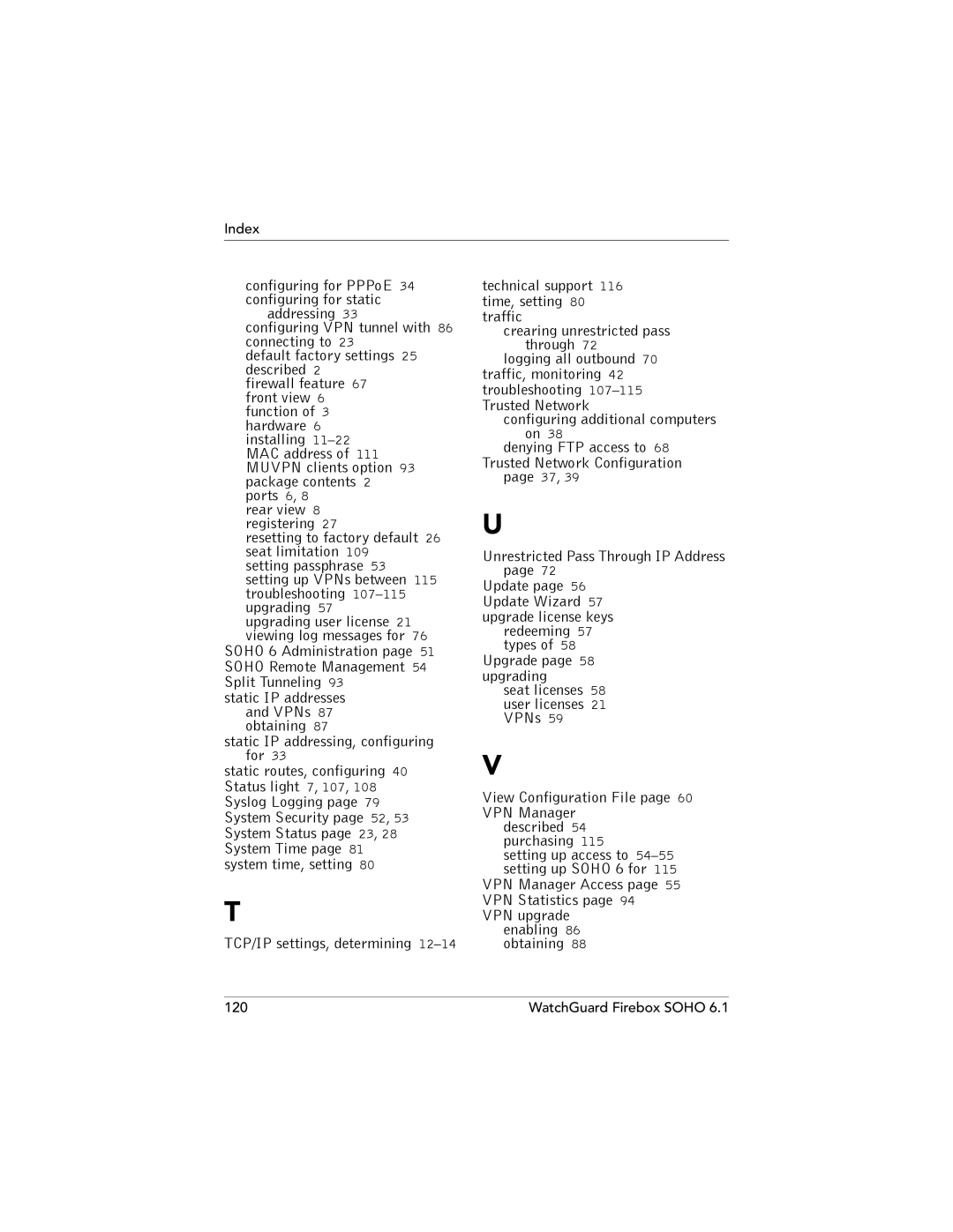 WatchGuard Technologies SOHO 6.1 manual Redeeming 57 types Upgrade page 58 upgrading 