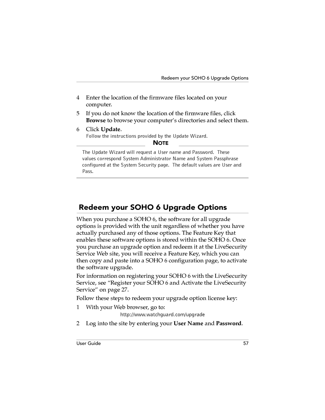 WatchGuard Technologies SOHO 6.1 manual Redeem your Soho 6 Upgrade Options 