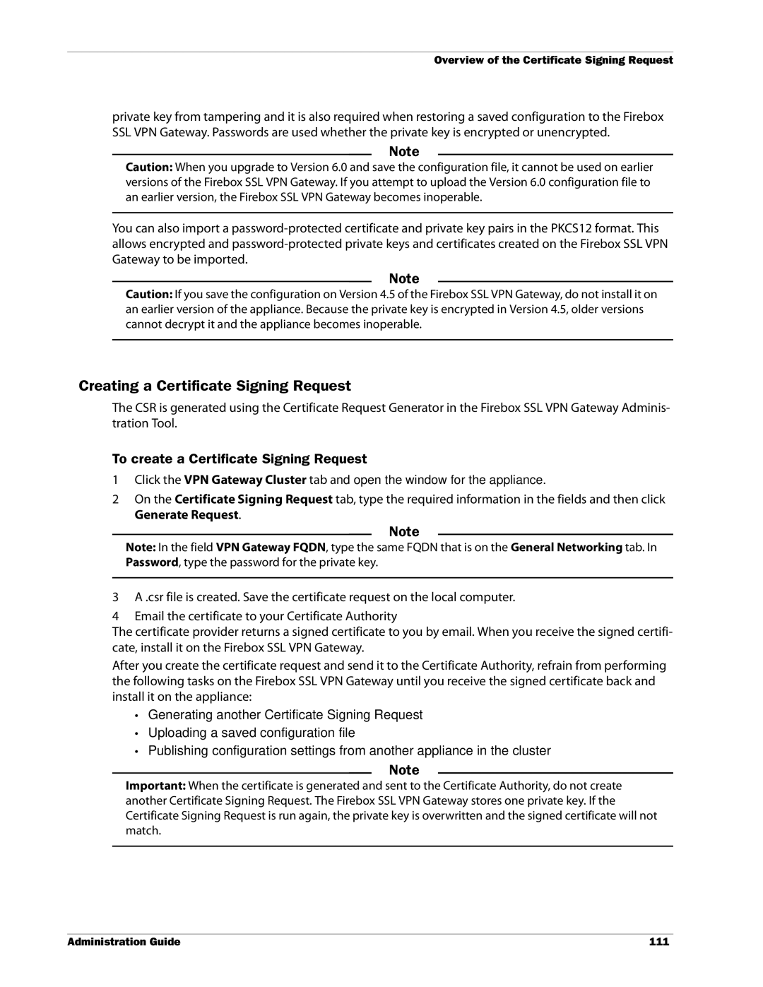 WatchGuard Technologies SSL VPN manual Creating a Certificate Signing Request, To create a Certificate Signing Request 