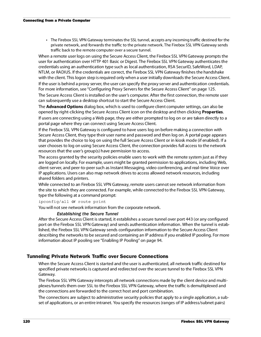 WatchGuard Technologies SSL VPN Tunneling Private Network Traffic over Secure Connections, Establishing the Secure Tunnel 