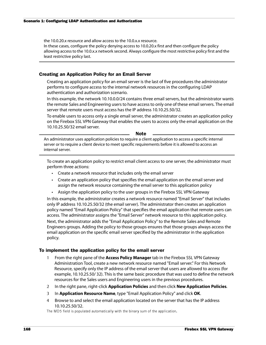 WatchGuard Technologies SSL VPN manual Creating an Application Policy for an Email Server 