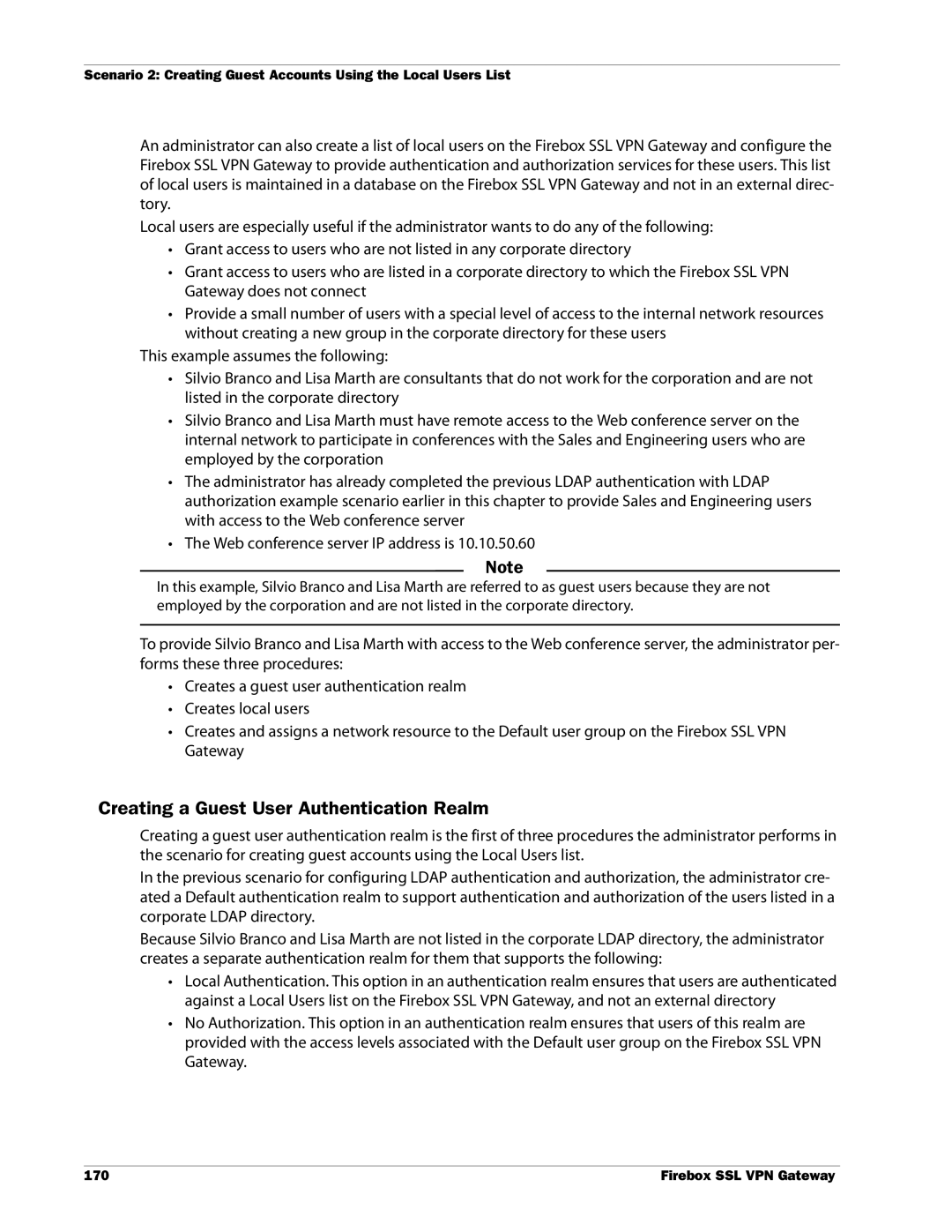 WatchGuard Technologies SSL VPN manual Creating a Guest User Authentication Realm 