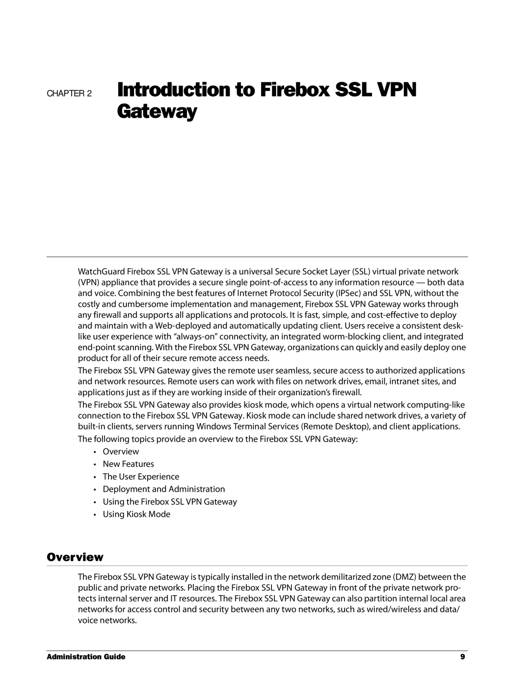 WatchGuard Technologies manual Introduction to Firebox SSL VPN Gateway, Overview 