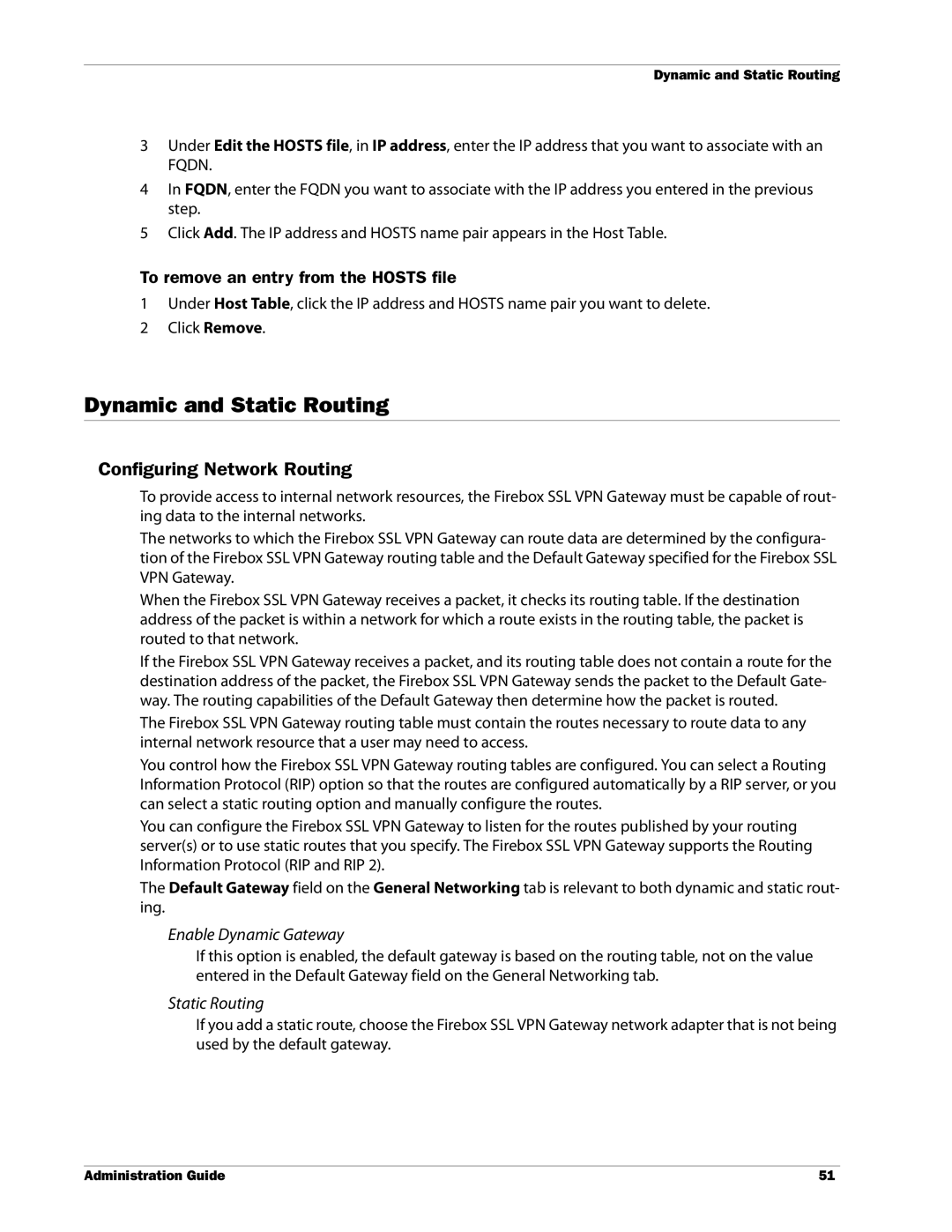 WatchGuard Technologies SSL VPN manual Dynamic and Static Routing, Configuring Network Routing 