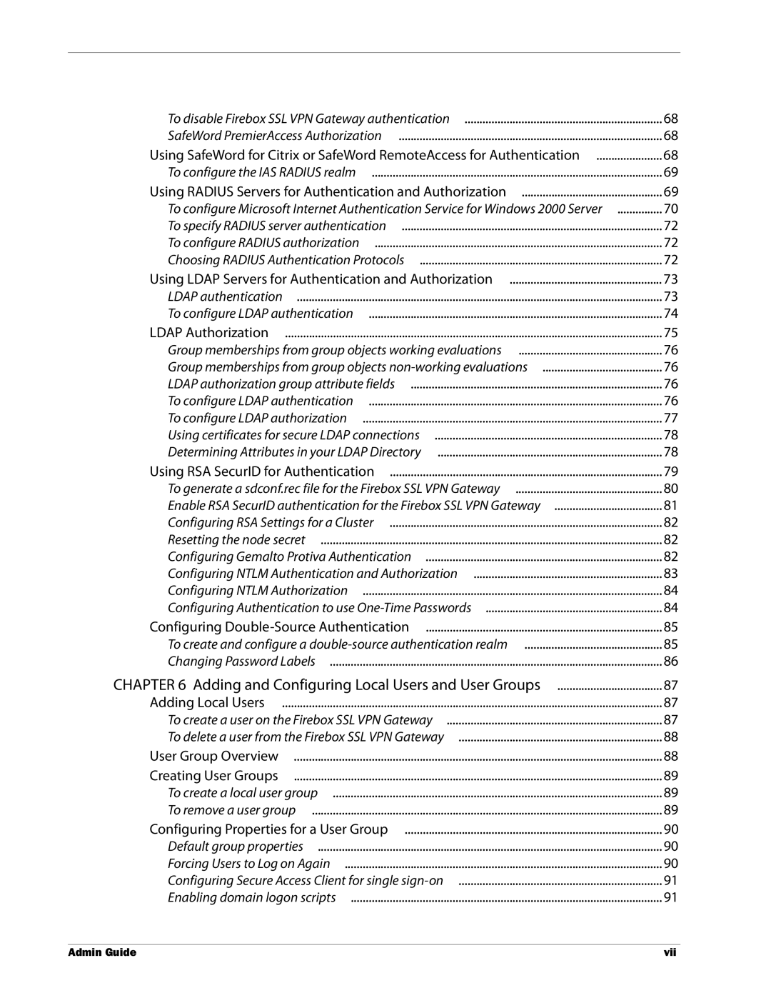 WatchGuard Technologies SSL VPN manual Using Ldap Servers for Authentication and Authorization 