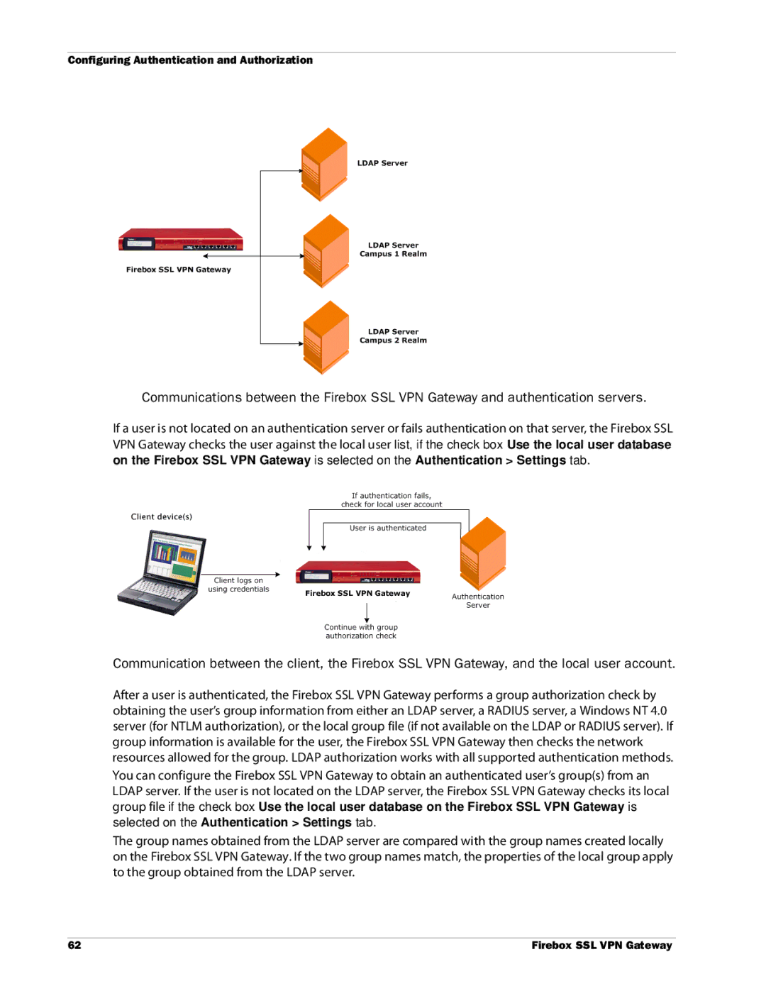 WatchGuard Technologies SSL VPN manual Configuring Authentication and Authorization 