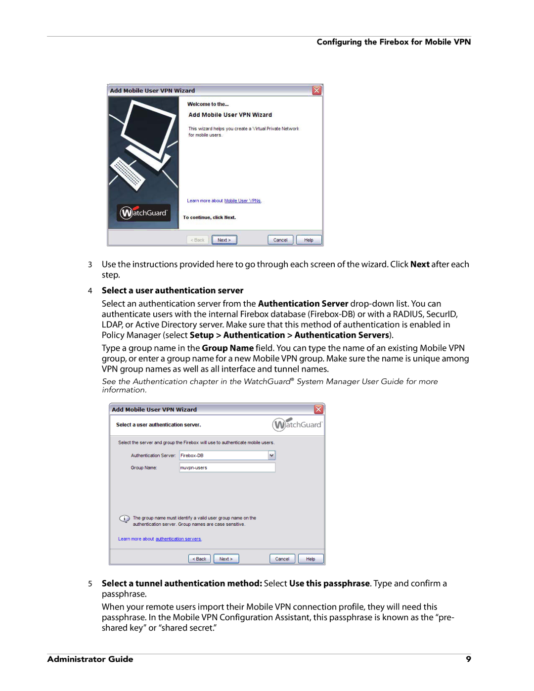 WatchGuard Technologies V10.0 manual Select a user authentication server 