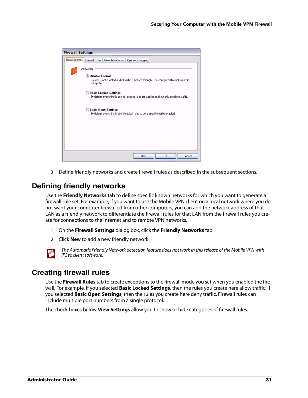 WatchGuard Technologies V10.0 manual Defining friendly networks, Creating firewall rules 