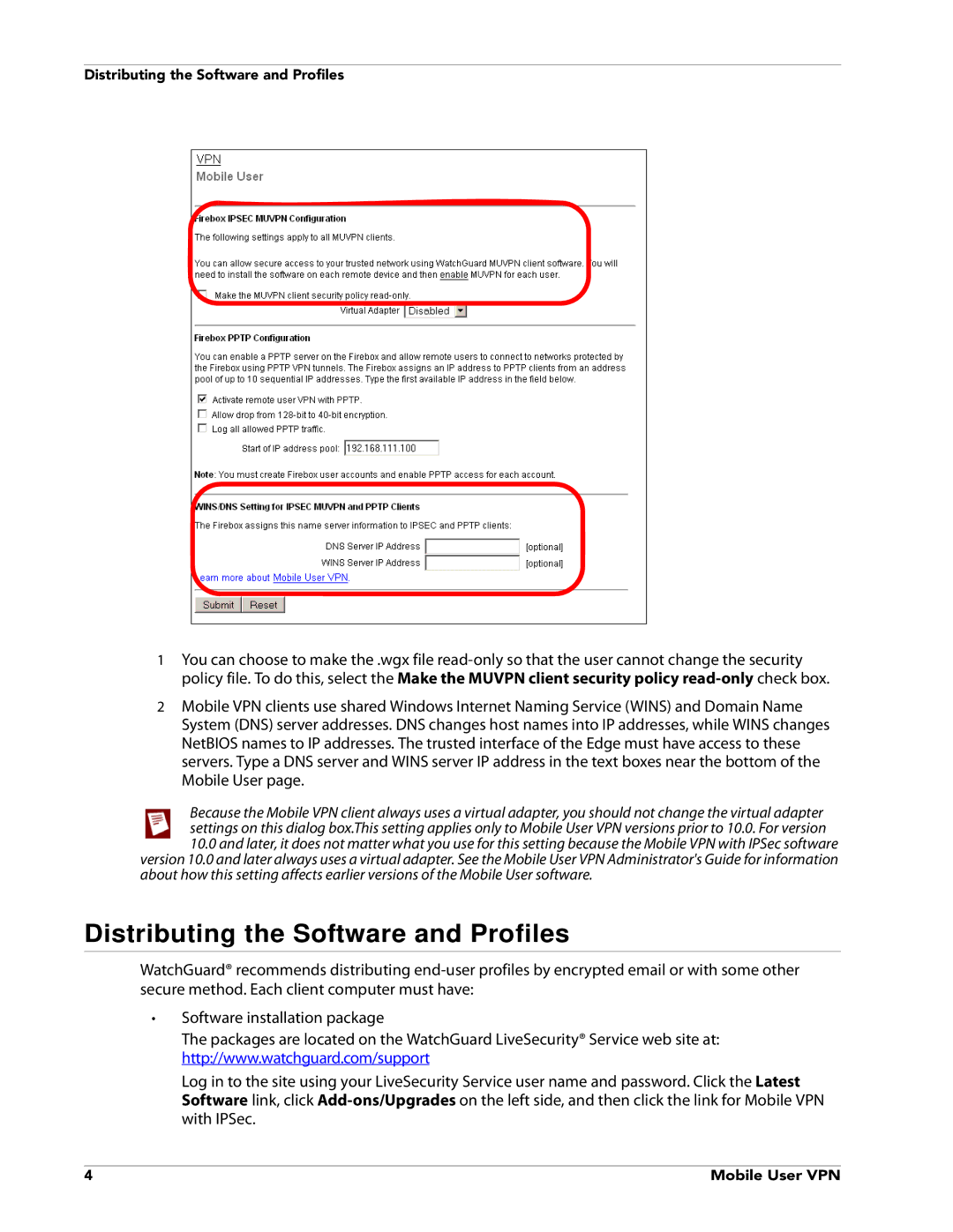 WatchGuard Technologies V10.0 manual Distributing the Software and Profiles 