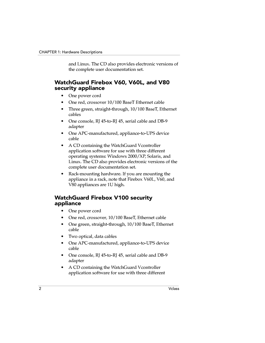 WatchGuard Technologies V100 manual WatchGuard Firebox V60, V60L, and V80 security appliance 