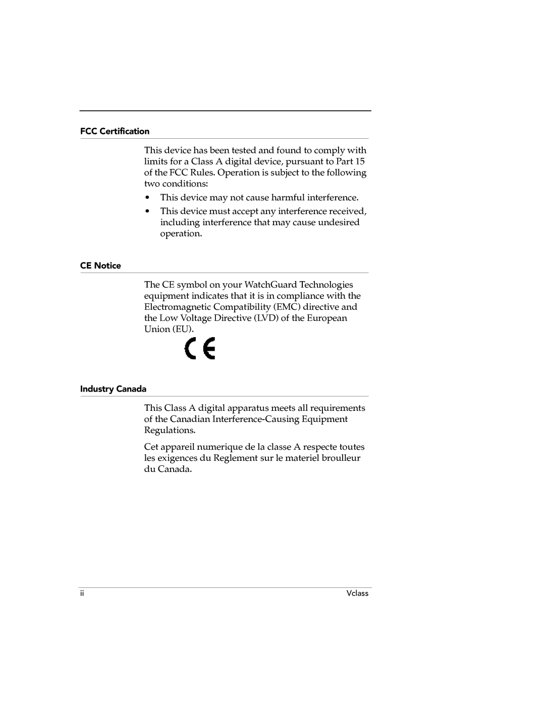 WatchGuard Technologies V100, V80, V60L manual FCC Certification 