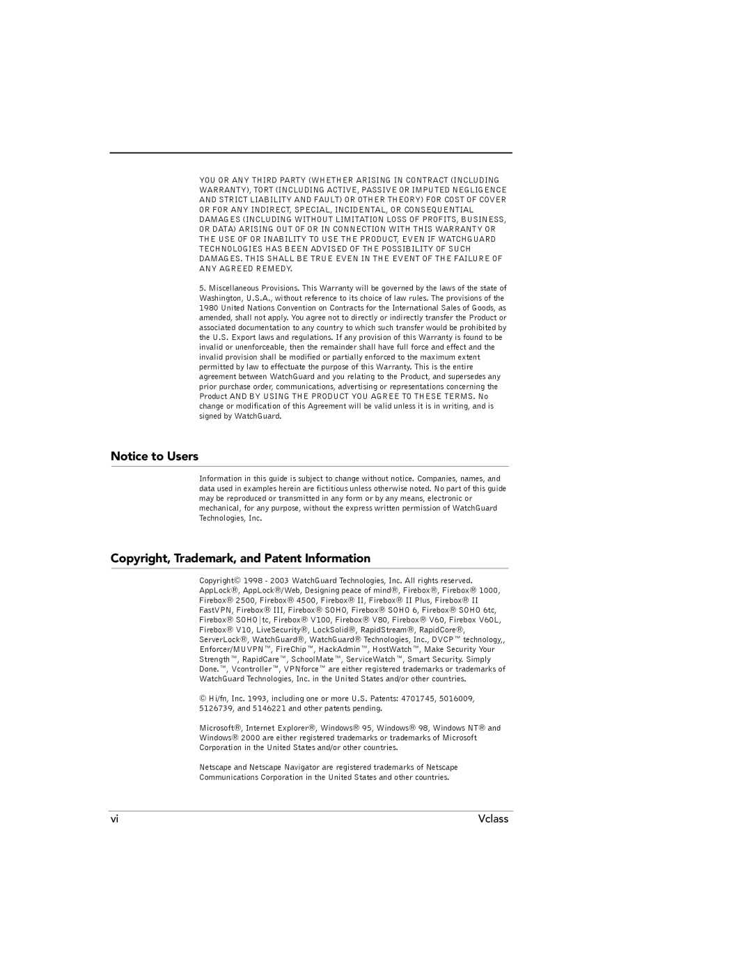 WatchGuard Technologies V60L, V80, V100 manual Copyright, Trademark, and Patent Information 