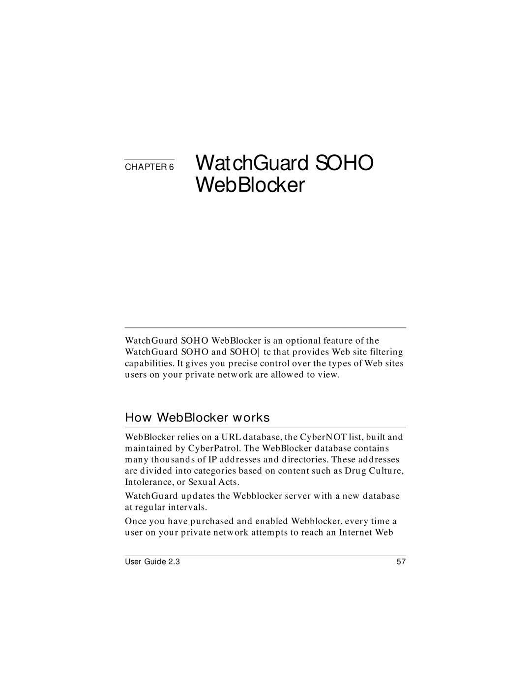 WatchGuard Technologies WatchGuard SOHO and SOHO | tc manual WatchGuard Soho WebBlocker, How WebBlocker works 