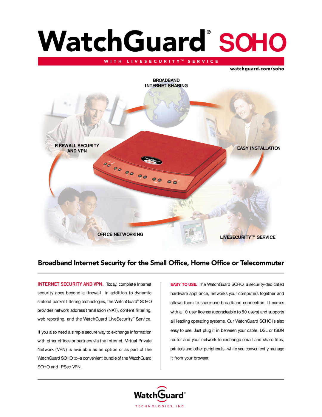 WatchGuard Technologies WG2500 manual WatchGuard Soho 