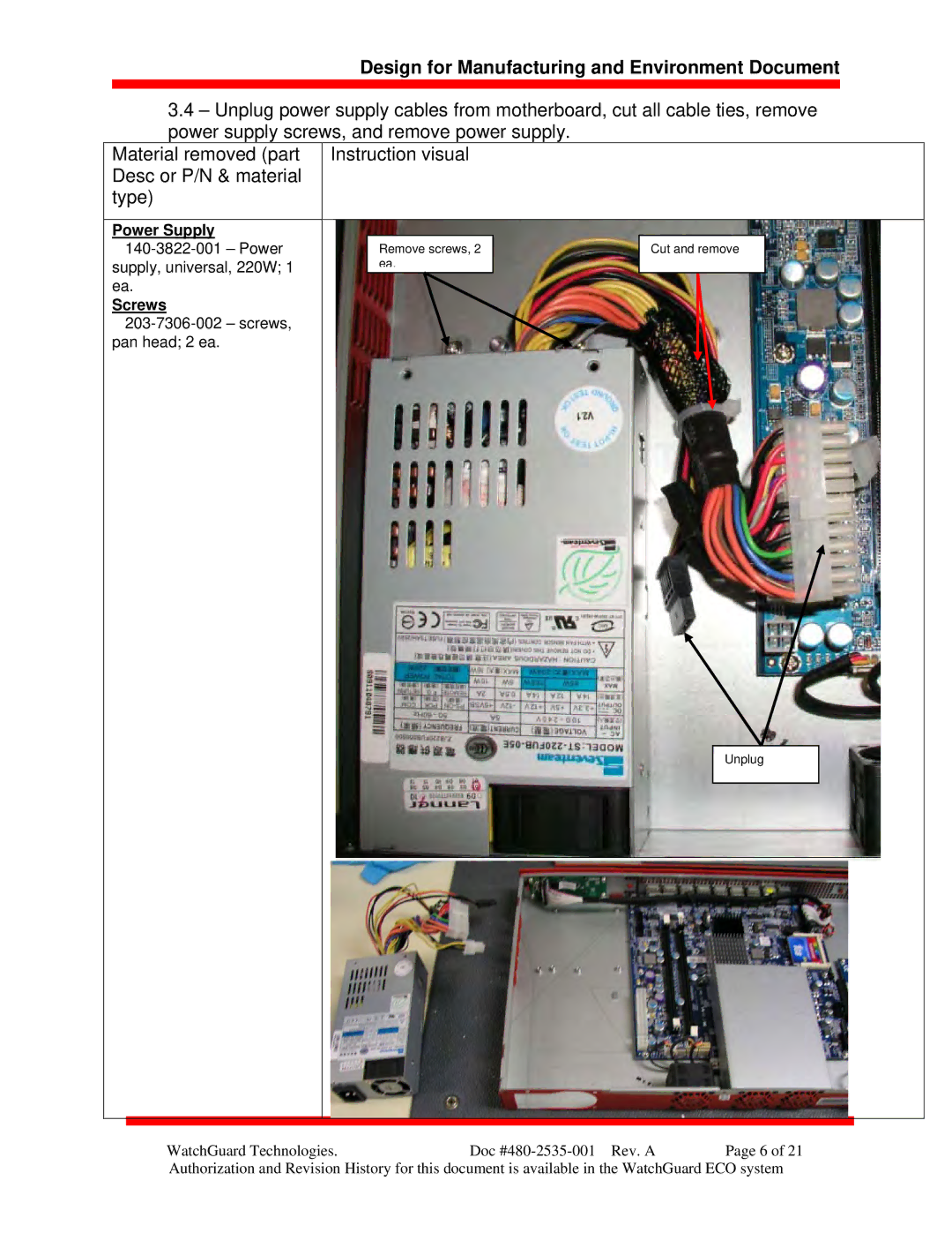 WatchGuard Technologies XTM 5 Series manual Power Supply 