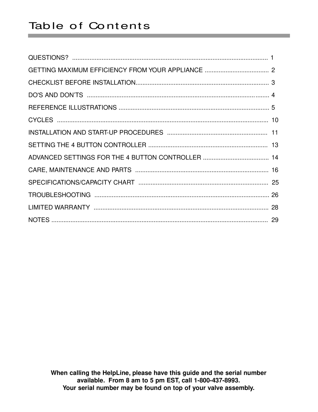 Water Boss 700, 900, 550 service manual Table of Contents 