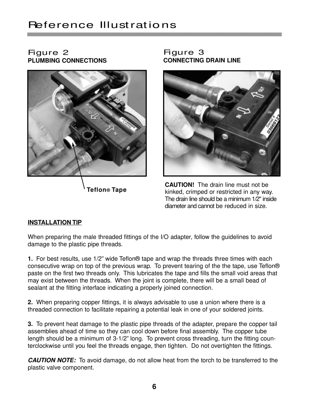 Water Boss 700 Figure, Reference Illustrations, PLUMBING CONNECTIONS Teflon Tape INSTALLATION TIP, Connecting Drain Line 