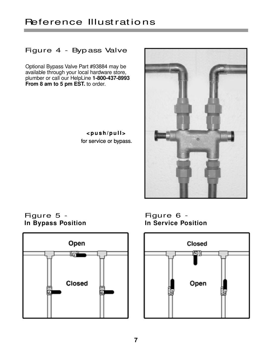 Water Boss 900, 550, 700 Bypass Valve, In Bypass Position, In Service Position, Reference Illustrations, Figure 