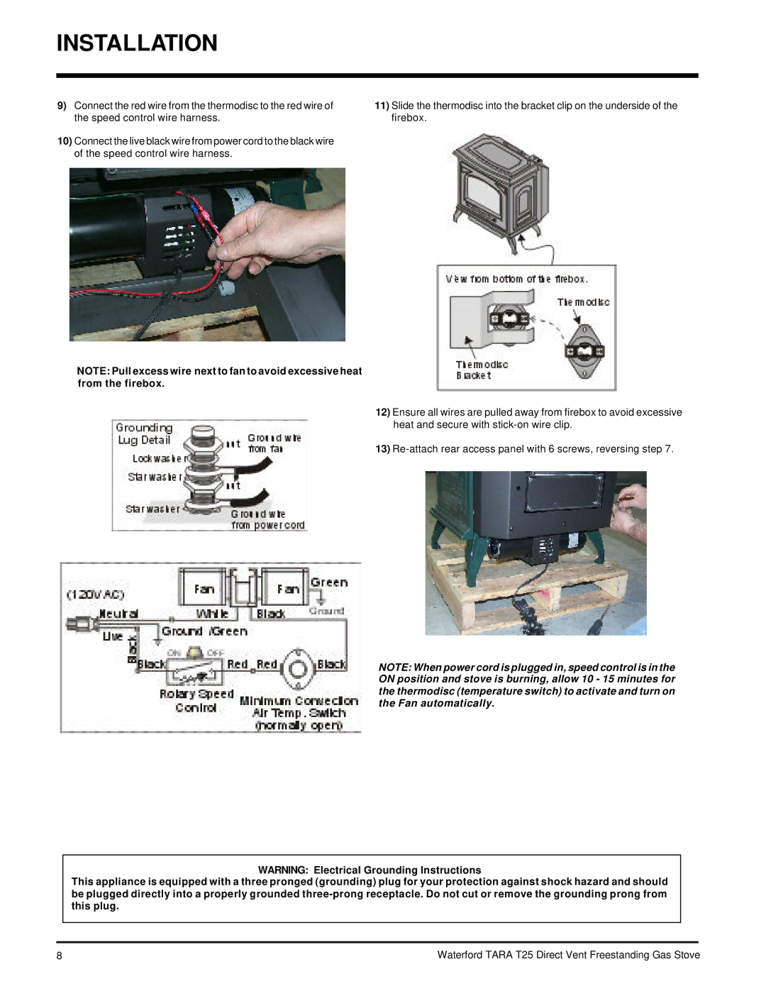 Waterford Appliances T25-NG, T25-LP installation manual Installation 