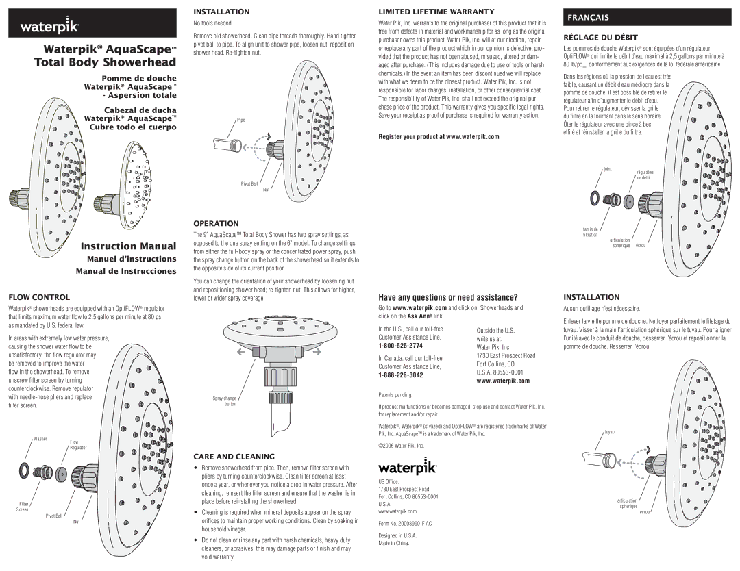 Waterpik Technologies AquaScape instruction manual Have any questions or need assistance? 