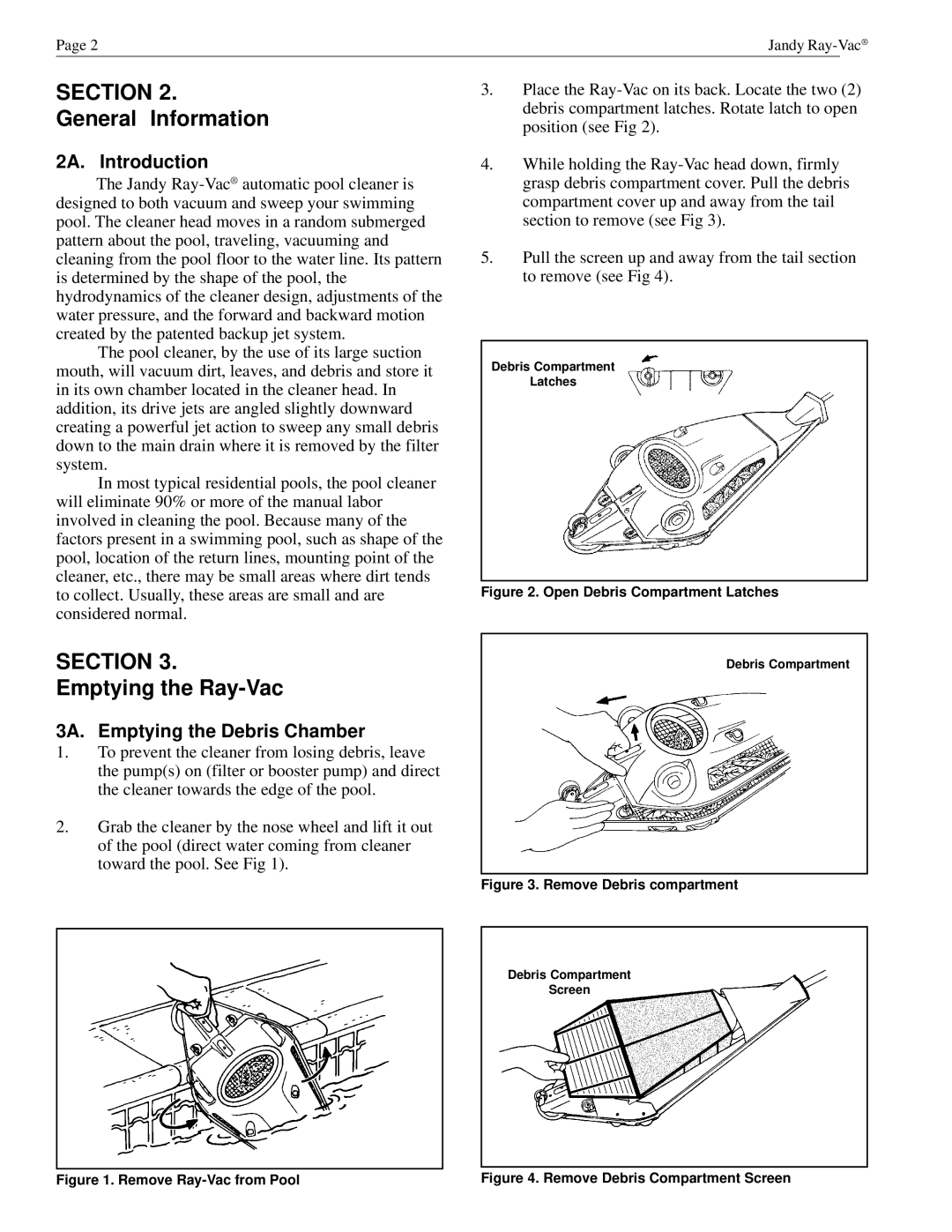 Waterpik Technologies H0555100 owner manual General Information, Emptying the Ray-Vac, 2A. Introduction 