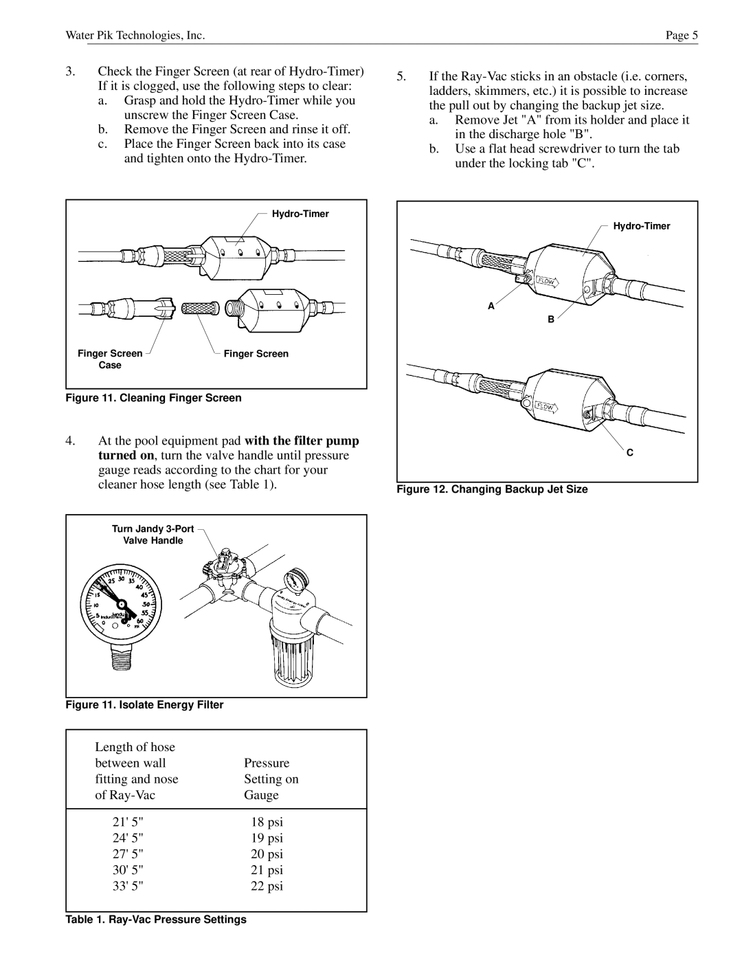 Waterpik Technologies H0555100 owner manual Check the Finger Screen at rear of Hydro-Timer 