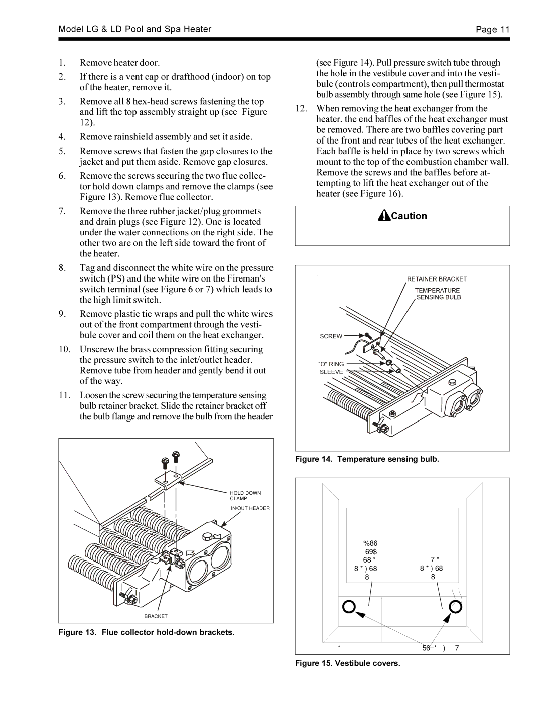 Waterpik Technologies LD, LG operation manual Flue collector hold-down brackets 