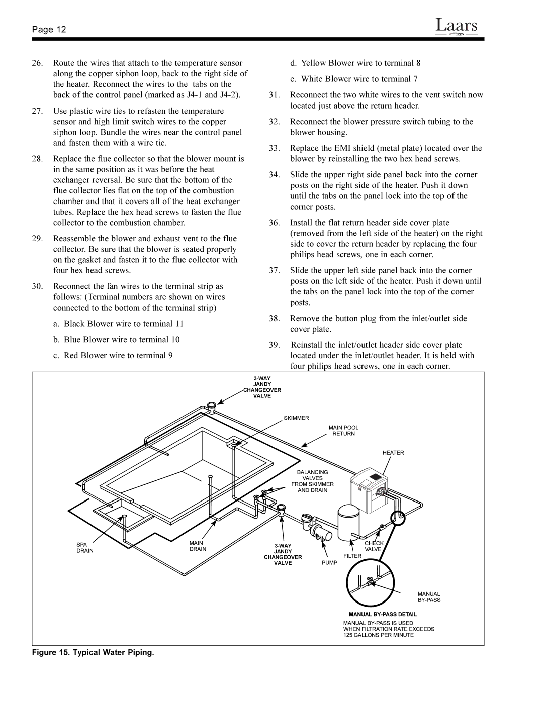 Waterpik Technologies pool/spa heater warranty Typical Water Piping 