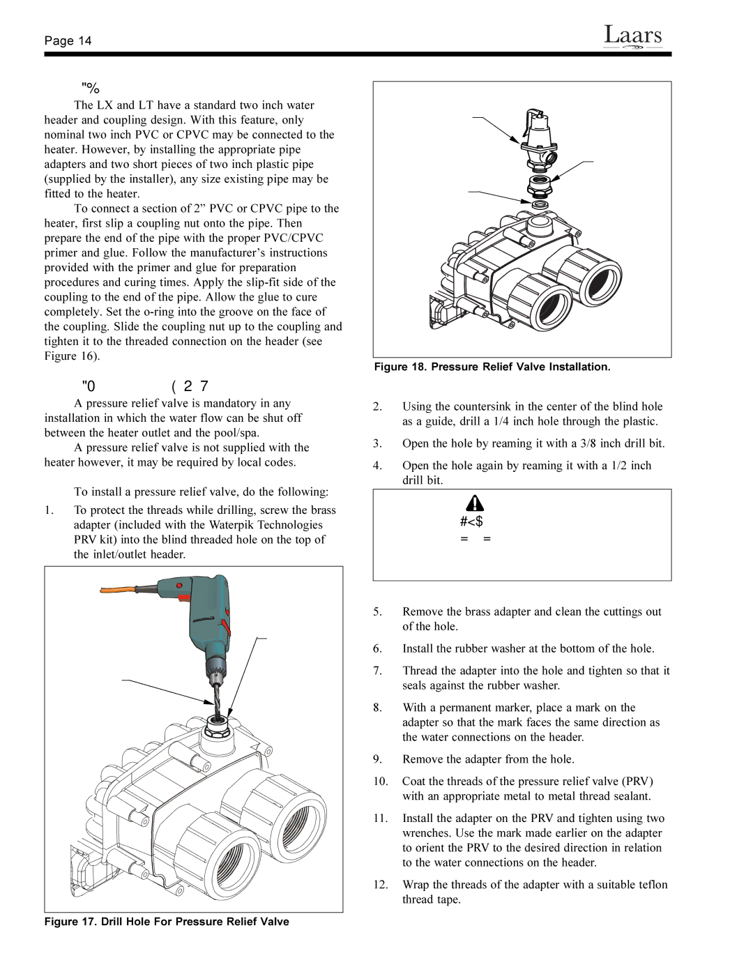 Waterpik Technologies pool/spa heater warranty 2I-3. Connections at Heater, 2I-4. Pressure Relief Valve 