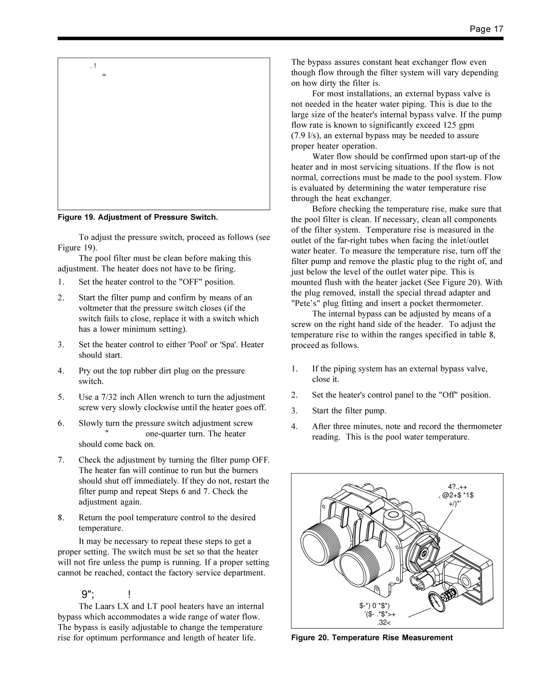 Waterpik Technologies pool/spa heater warranty 2J-5. Water Temperature Rise, Adjustment of Pressure Switch 