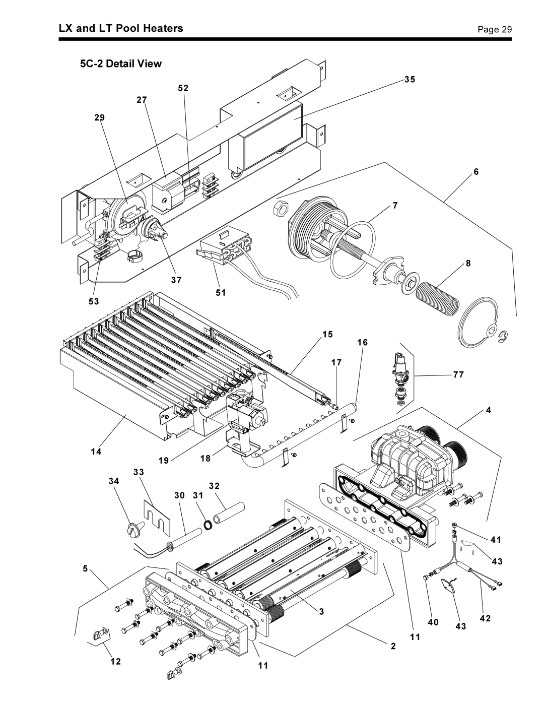 Waterpik Technologies pool/spa heater warranty LX and LT Pool Heaters 5C-2 Detail View 