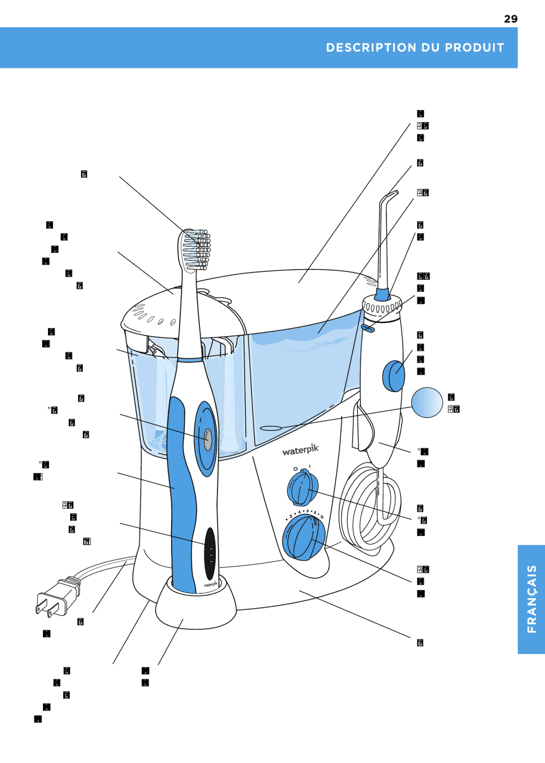 Waterpik Technologies wp-900 manual Description DU Produit, De pression, Hydropropulseur Socle 